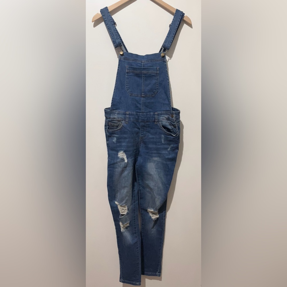 Women - Blue Skinny Distressed Overall Size Medium